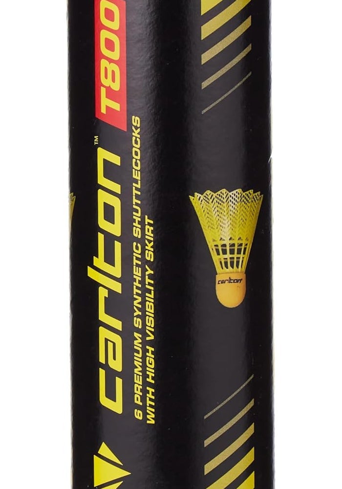Carlton T-800 Medium Speed Badminton Shuttlecocks - 6 Premium Synthetic Shuttlecocks with High Visibility Skirt - Image 1